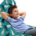 thumbnail image 1 of Cartoon Lounger Chair Bag, Continuous Colorful Cats and Paw Traces Print, High Capacity Storage with Handle Container, Lounger Size, Sea Blue Indigo, by Ambesonne, 1 of 5