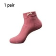 thumbnail image 3 of Sonducket 1 par de calcetines de mujer, calcetines decorativos de algodón con lazo en los tobillos, calentador de pies informal de Color sólido, Medias Rosado Sonducket AP013614-04, 3 of 6