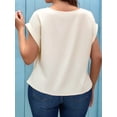 thumbnail image 4 of Womens Summer Tops Cap Sleeve Front Twist Knot V Neck T Shirts Draped Blouses Casual Loose Fit Tees Apricot XXXL, 4 of 9