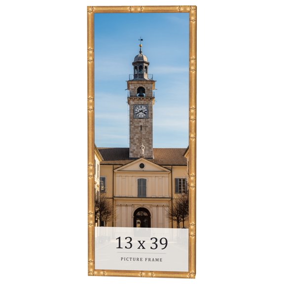 13x39 Frame Gold Bamboo Solid Wood Picture Frame | 0.75 Inch Moulding Width | Interior Frame Depth