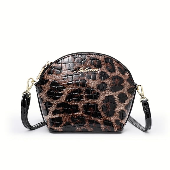 Genuine leather, crocodile print, leopard print, cross-body, shoulder bag, wallet, for women, detachable shoulder strap, mini bag，purse