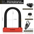 thumbnail image 2 of ROCKBROS Bicycle Locks,High-Strength Alloy Steel U-shaped locks,U-Lock Red with 1.2m cable, 2 of 19