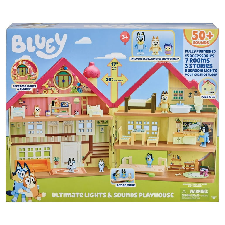 Bluey, Ultimate Lights and Sounds Playhouse, Includes Figures and  Accessories, Toddler Toy