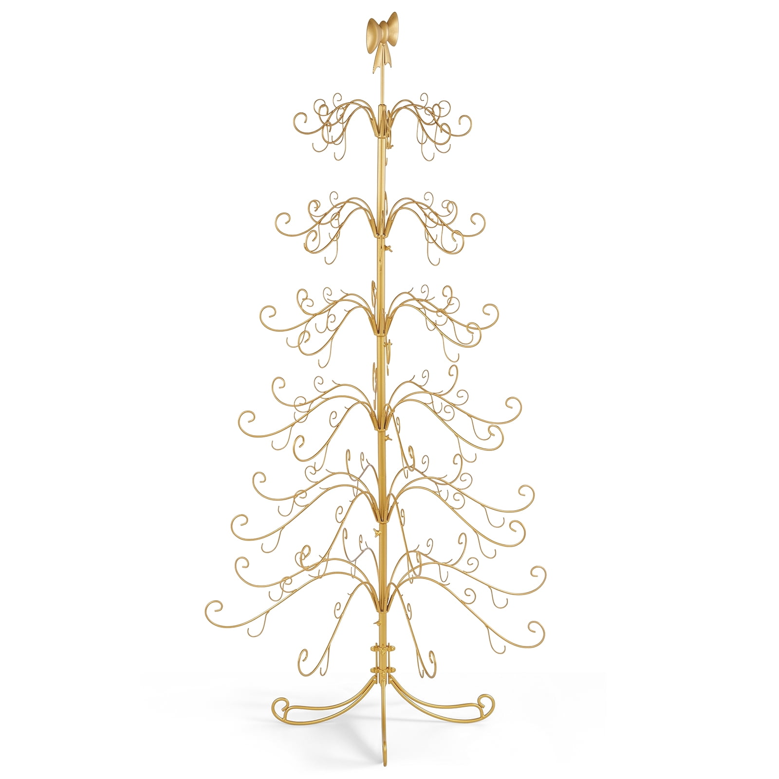 6ft Gold Iron Christmas Tree with Bow on Top, PVC Christmas Tree (No Accessories Included)