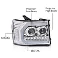 thumbnail image 3 of PIT66 LED Tube Projector Headlights Fit For 07-13 GMC Sierra 1500 2500HD 3500HD Headlamp Chrome, 3 of 9