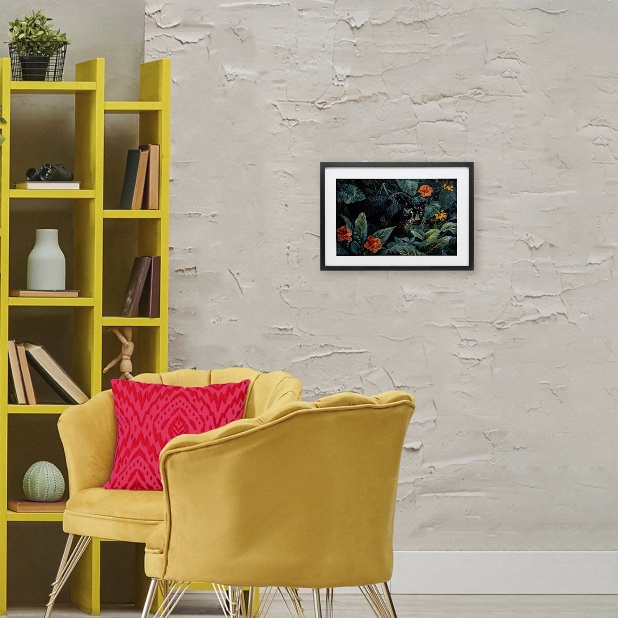Stupell Industries Panther's Exotic Paradise Black Framed Print Under Glass, design by Ray Powers