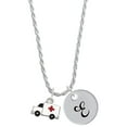 thumbnail image 1 of Delight Jewelry Silvertone Ambulance with Cross Silvertone Script Initial Disc - E - Charm Necklace, 20"+3", 1 of 4