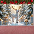 thumbnail image 6 of Reindeer Theme Christmas Banner Snowy Design Xmas Banner Golden Ornaments Christmas Tree Pattern Holiday Banner for Christmas Party Home Decoration Xmas Event, 6 of 8