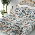thumbnail image 3 of Ambesonne Paisley Fitted & Flat Sheet with Sham 3 Pcs Set, Romance Letter Floral Print, Twin XL, Deep Sky Blue Apricot, 3 of 5