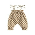 thumbnail image 1 of Combinaison Décontractée Bébé Fille Motif à Carreaux Noir Sangle Tie-up Sans Manches Romper, 1 of 5