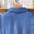 thumbnail image 4 of KkSLirnhs Girls Dresses Size 14-16 Girls' Summer Imitation Denim Fly Sleeved Shirt Lapel Dress 11 Years Blue, 4 of 8