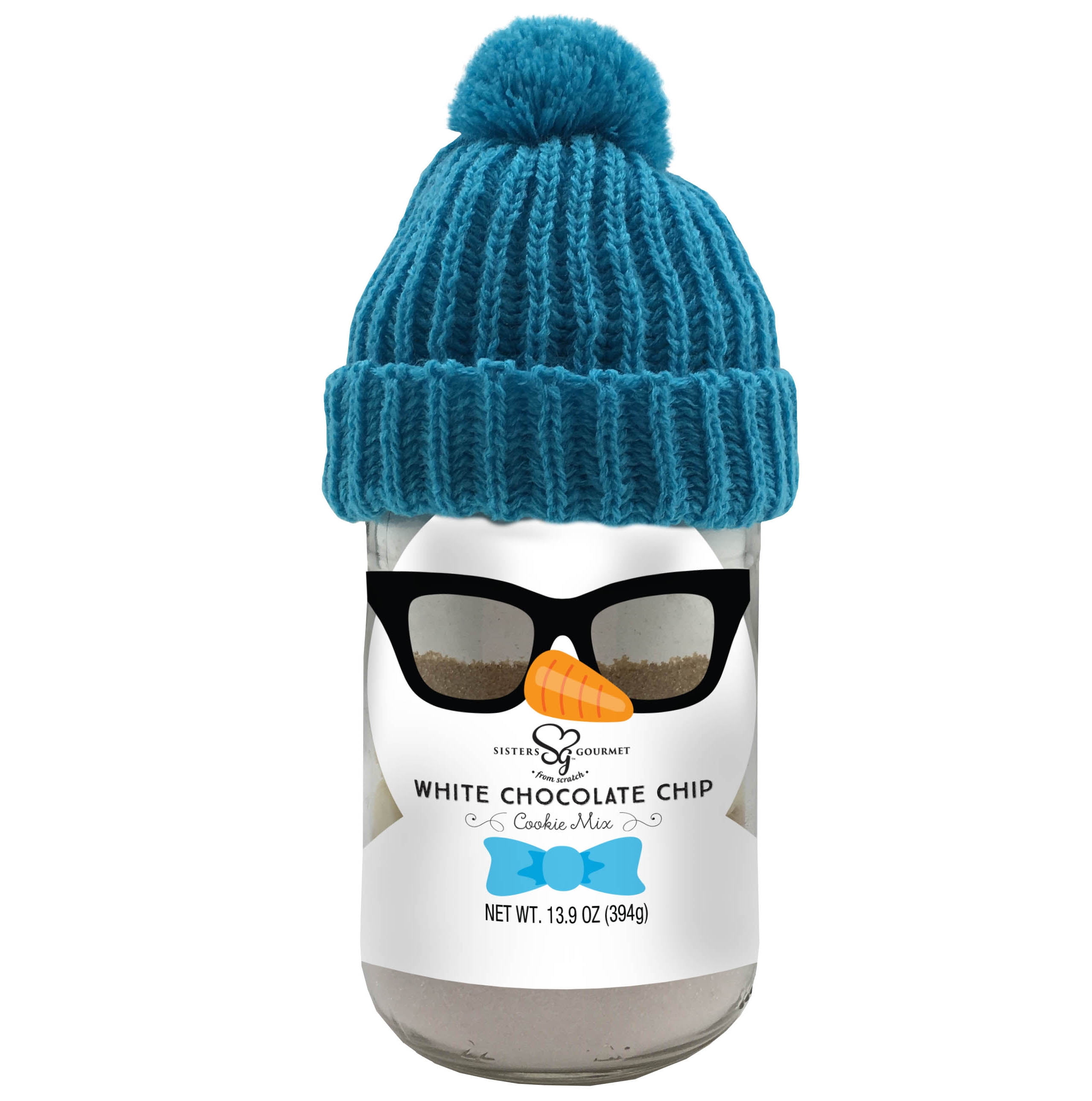 Hipster Snowman White Chocolate Chip Cookie Mason Jar Mix