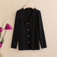 thumbnail image 2 of BODOAO Women's Button Down V Neck Long Sleeve Soft Knit Cardigan Sweater Women's Long Sleeve Ice Knit with Skirt V Neck Cardigan Black L, 2 of 4