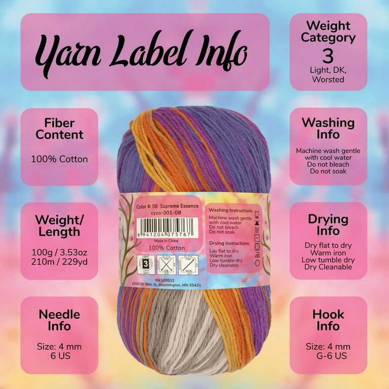 JubileeYarn Zoned Out Yarn - 100g/Skein DK Cotton