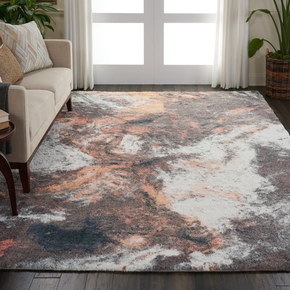 Nourison Abstract Shag Modern Multicolor 7'6" x 9'6" Area Rug, (8' x 10')