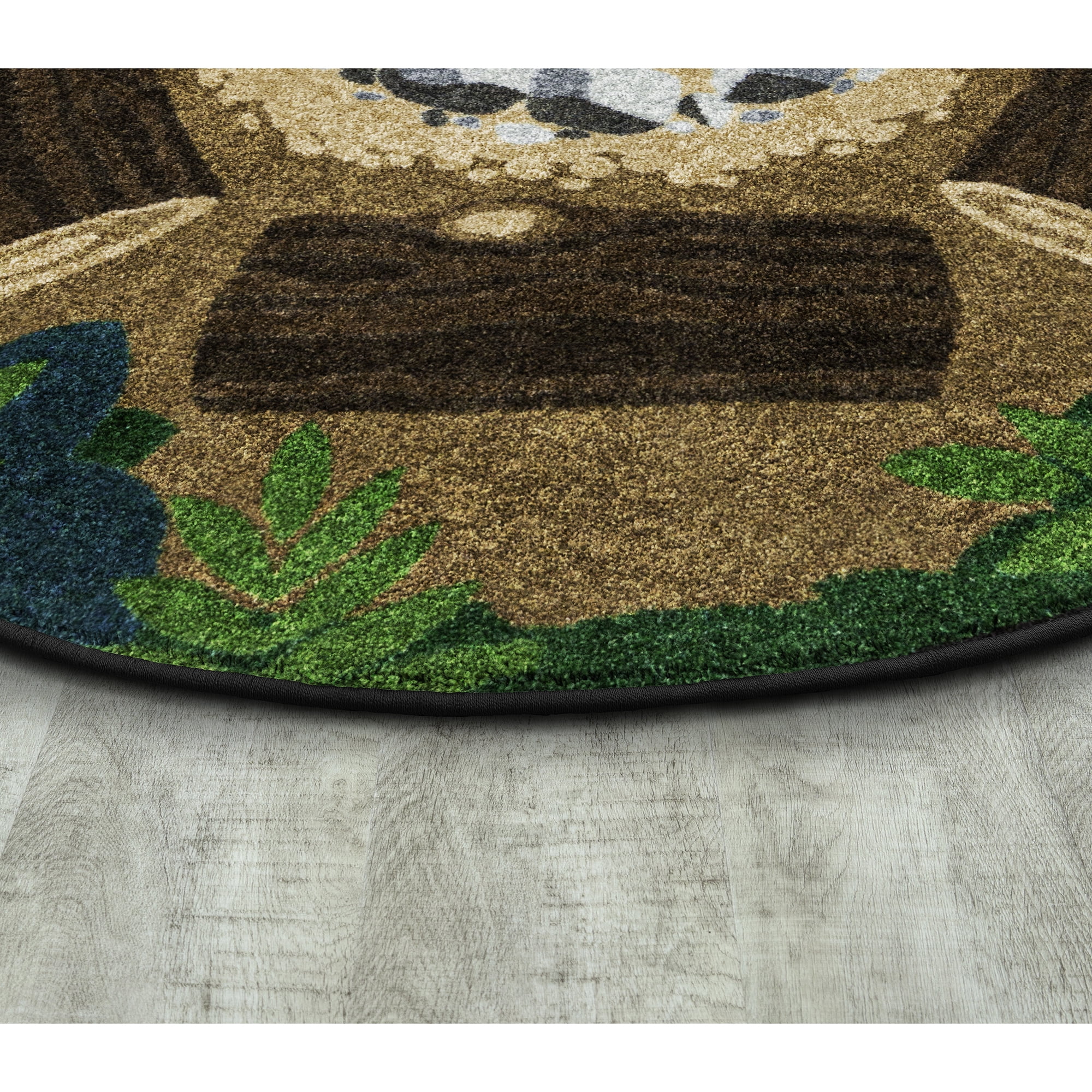 Joy Carpets Campfire Fun 5'4" Round Indoor Area Rug in Color Multi