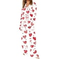 thumbnail image 3 of Riecok Cute Pajama Sets for Women Valentine's Day Long Sleeve Button down Shirts and Pants Heart Print Cozy Soft Sleepwear, 3 of 7