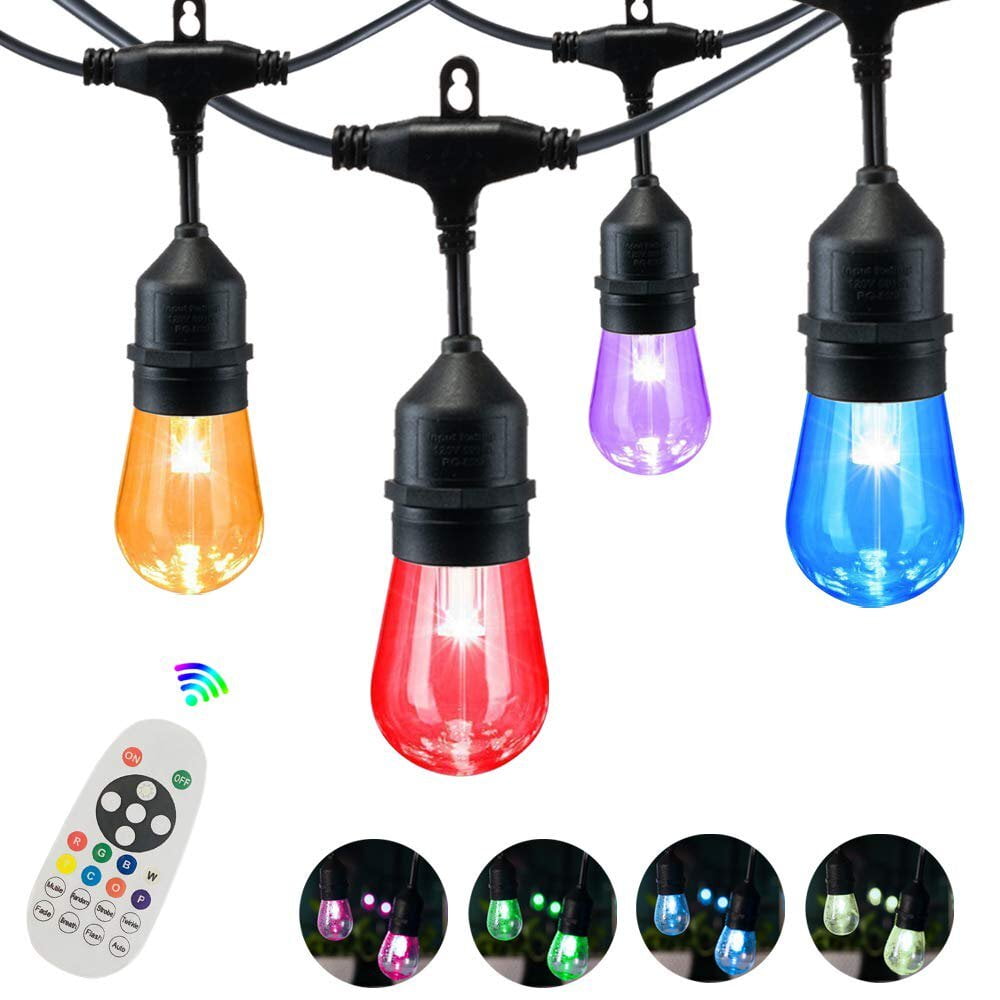 SUNTHIN Colorful Outdoor String Lights LED 48Ft RGB String Light, Color