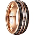 thumbnail image 1 of Man/Woman Ring Anniversary Ring Inlaid Cable and Antler 8mm Rose Gold Tungsten Carbide Send to relatives and friends Ring Fit Size 7-12, 1 of 4