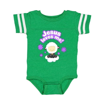 

Inktastic Jesus Loves Me Cute Lamb and Flowers Gift Baby Boy or Baby Girl Bodysuit