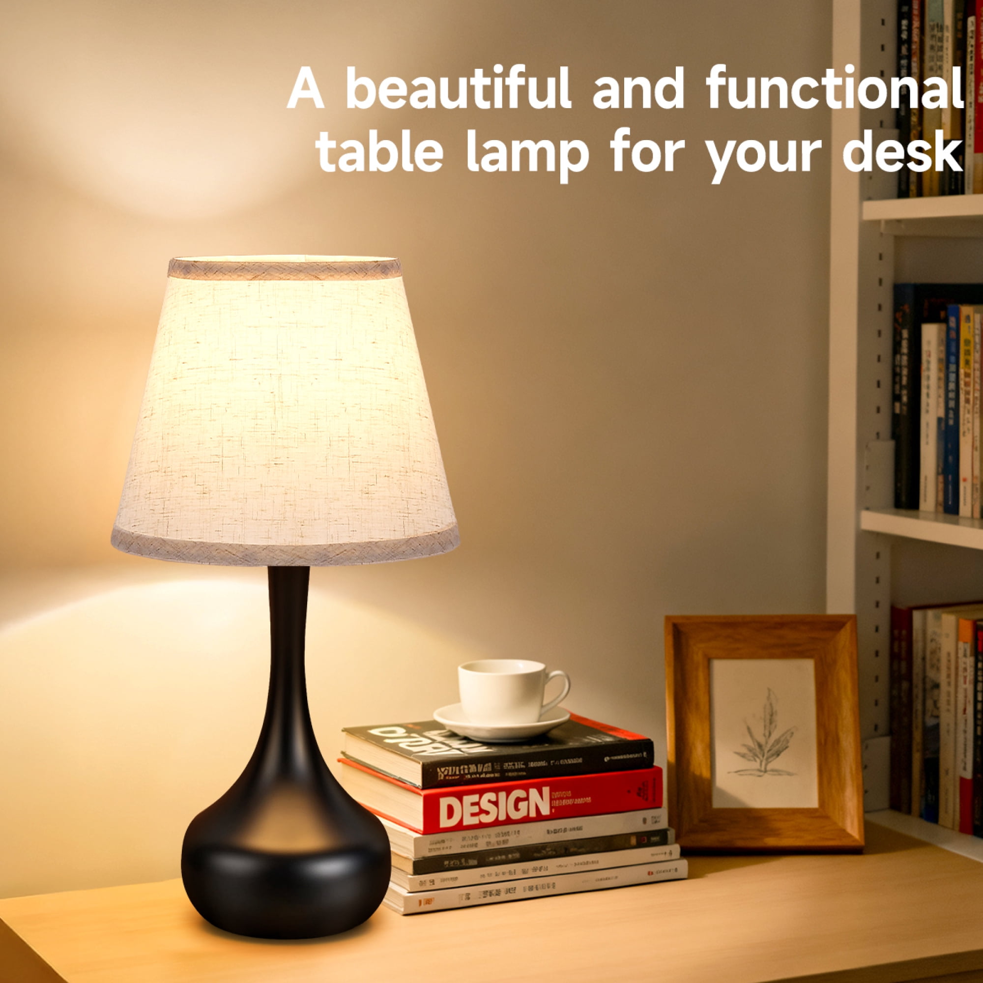 Leumius 3-Way Dimmable Set of 2 Small Bedside Lamps for Night Stands, Black LED Desk Lamps for Kids Room,Office,Living Room, End Table Black