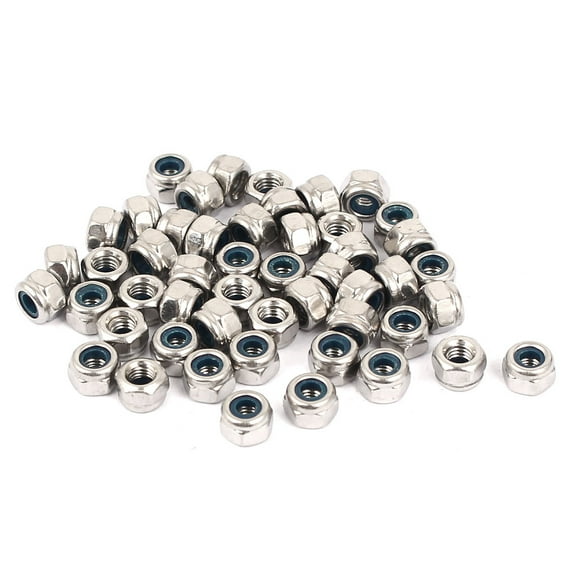 M3 304 Stainless Steel Nylock Self-Locking Nylon Insert Hex Lock Nuts 50pcs