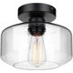 thumbnail image 1 of Semi-recessed ceiling light, clear glass pendant lamp shade, bulb not included, 1 of 4