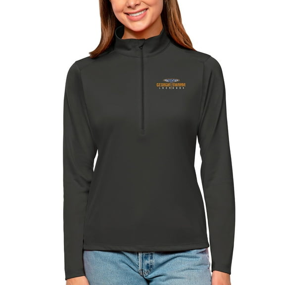 Women's Antigua Charcoal Georgia Swarm Tribute Quarter-Zip Pullover Top