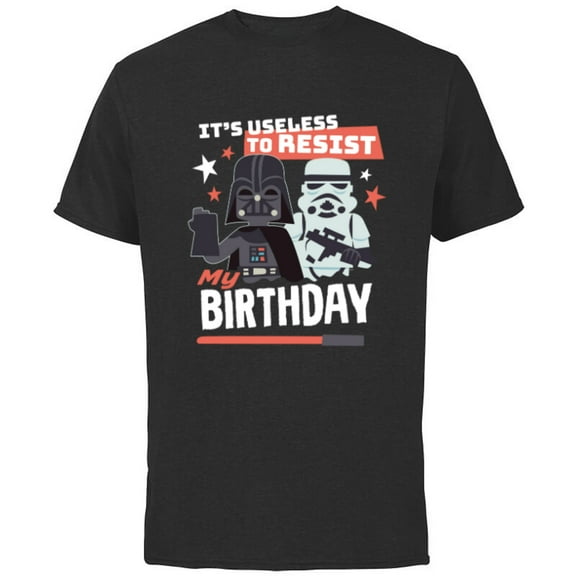 Star Wars Darth Vader It’s Useless to Resist My Birthday - Short Sleeve Cotton T-Shirt for Adults - Customized-Black