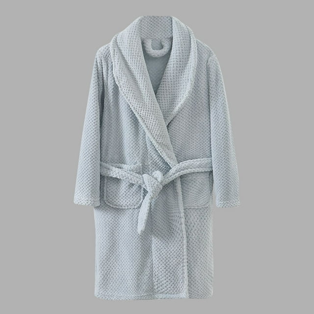 YUNAFFT Kids Bathrobe Solid Color Thickened Plush Sleepwear Cozy Homewear