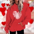 thumbnail image 2 of Plebaso Sweat-Shirts à Capuche pour Femmes, Cordon de Serrage, Cœur, Imprimé, Manches Longues, Décontracté, 2 of 5