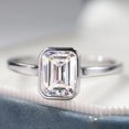 thumbnail image 2 of Jewelerix 10K Vermeil Gold Emerald Cut Solitaire Ring for Women, Bezel Set Clear Stone Engagement Ring, Simple Elegant Wedding Jewelry, 2 of 4