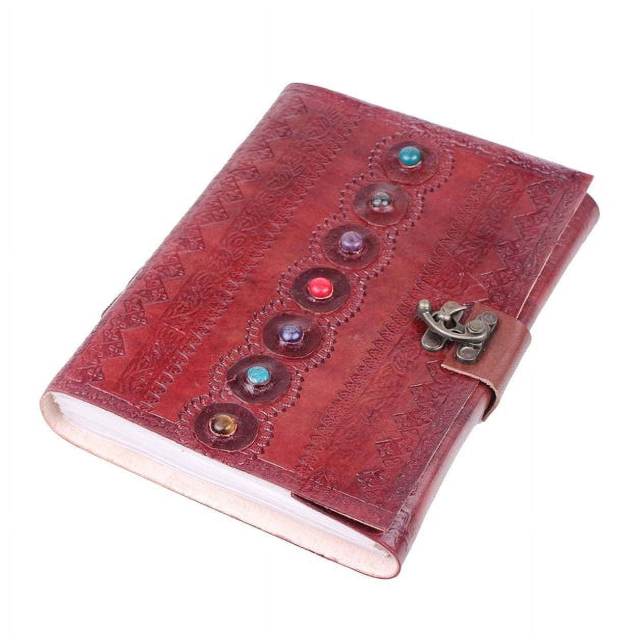 Mahetri Leather Journal Writing Notebook 7 Chakra Stone Diary For Men & Women, Notepad Gift For Artists & Writers