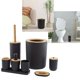 thumbnail image 5 of Juego de 7 accesorios de baño sencillos, jabonera, dispensador de loción, decorativo negro, 5 of 9