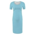 thumbnail image 5 of Pitauce Maternity Short Sleeve Bodycon Dress Pregnancy Crew Neck Side Ruched Dress Summer Casual Dresses for Daily Baby Shower, 5 of 7