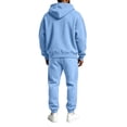 thumbnail image 6 of Garbnen Fleece Lined Mens Sweat Suits 2 Piece Set Full Zip Up Hoodies and Sweatpant Set Workout Athletic Fall Winter Warm Plush Men Jogging Suits Sets Sky Blue, 6 of 7