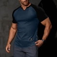 thumbnail image 2 of Fewfanhot Men's Slim Fit Raglan Sleeve Notch Neck T-Shirt, Ribbed Knit Color Block Casual Top, Breathable Fashion Tee for Men, S-3XL, 2 of 9
