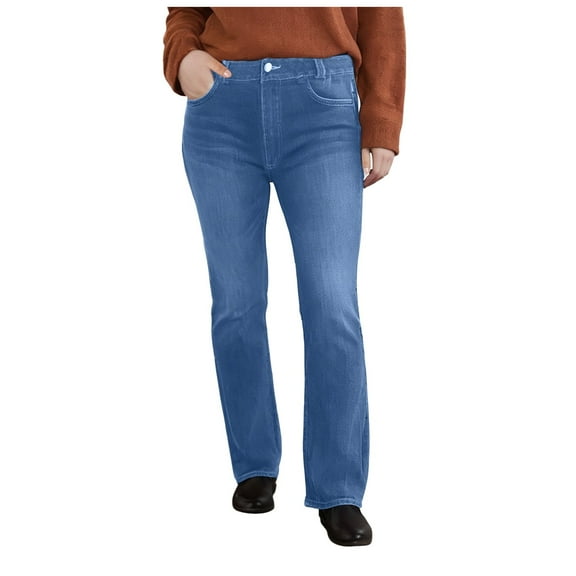 Mepaouo Women's Flare Bell Bottom Jeans High Waisted Wide Leg Bootcut Stretchy Denim Pants(Blue,XL)