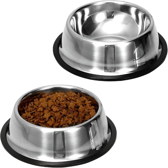 ACDANC 2 Pack Stainless Steel Dog Bowls with Anti-slip Rubber Bottom,Heavy Duty Pets Feeder Bowls for Dogs and Cats