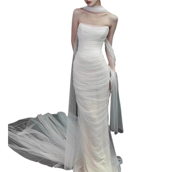 COMEET sheer scarf, Single Layer Wedding Sheer Shawl for Bridal Shower Wedding Shawl Shoulder Wrap Beach Wedding Floor Veil Bridesmaid Shawl