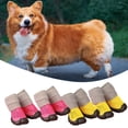 thumbnail image 2 of Deyuer 4Pcs Pet Shoes Hollow Out Breathable Fastener Tape Fixing Anti-slip Net Summer Hollow Puppy Dog Teddy Shoes, 2 of 14