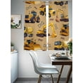 thumbnail image 4 of Construction Truck Sheer Curtains 63 Inch Length 2 Panels for Living Room, Cartoon Grips and Bulldozers Turmeric Voile Kitchen Curtain Set, Luxury Privacy Drapes Window Treatment for Bedroom, 4 of 7