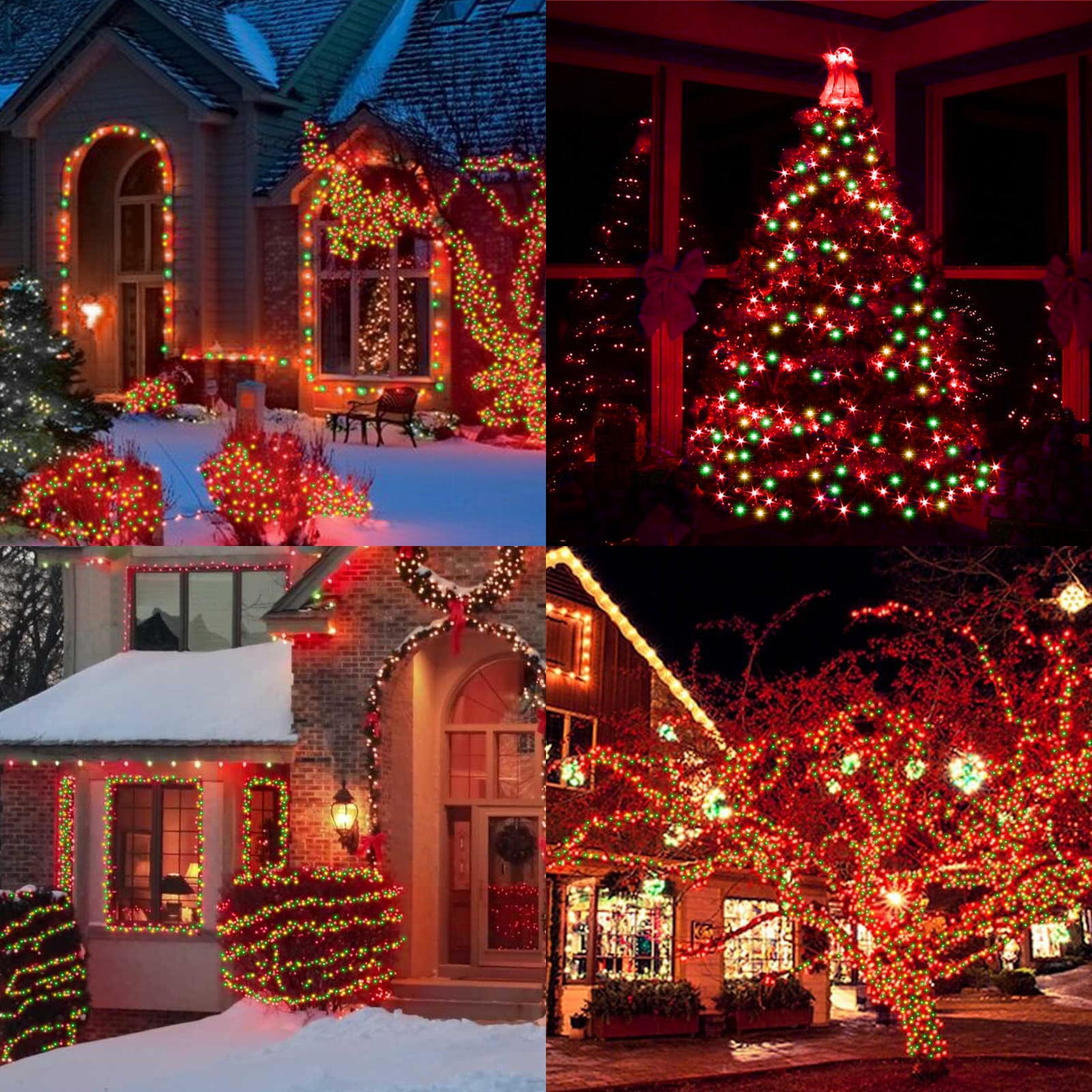 2 Pack Red Green White Christmas Mini Lights, 32.5FT 100 LED Clear Bulbs String Lights with 16 Light Modes, Fairy Lights Plug in for Outdoor Xmas Trees Garland Wreath Holiday Decorations