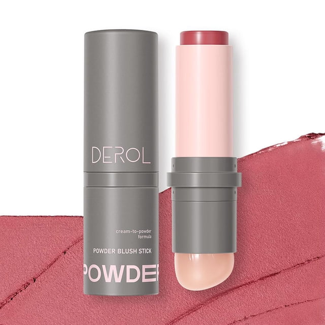 DEROL Dual Head Blush Stick Portable 2-in-1 Silicone Puff Head Soft Powder Texture Blusher