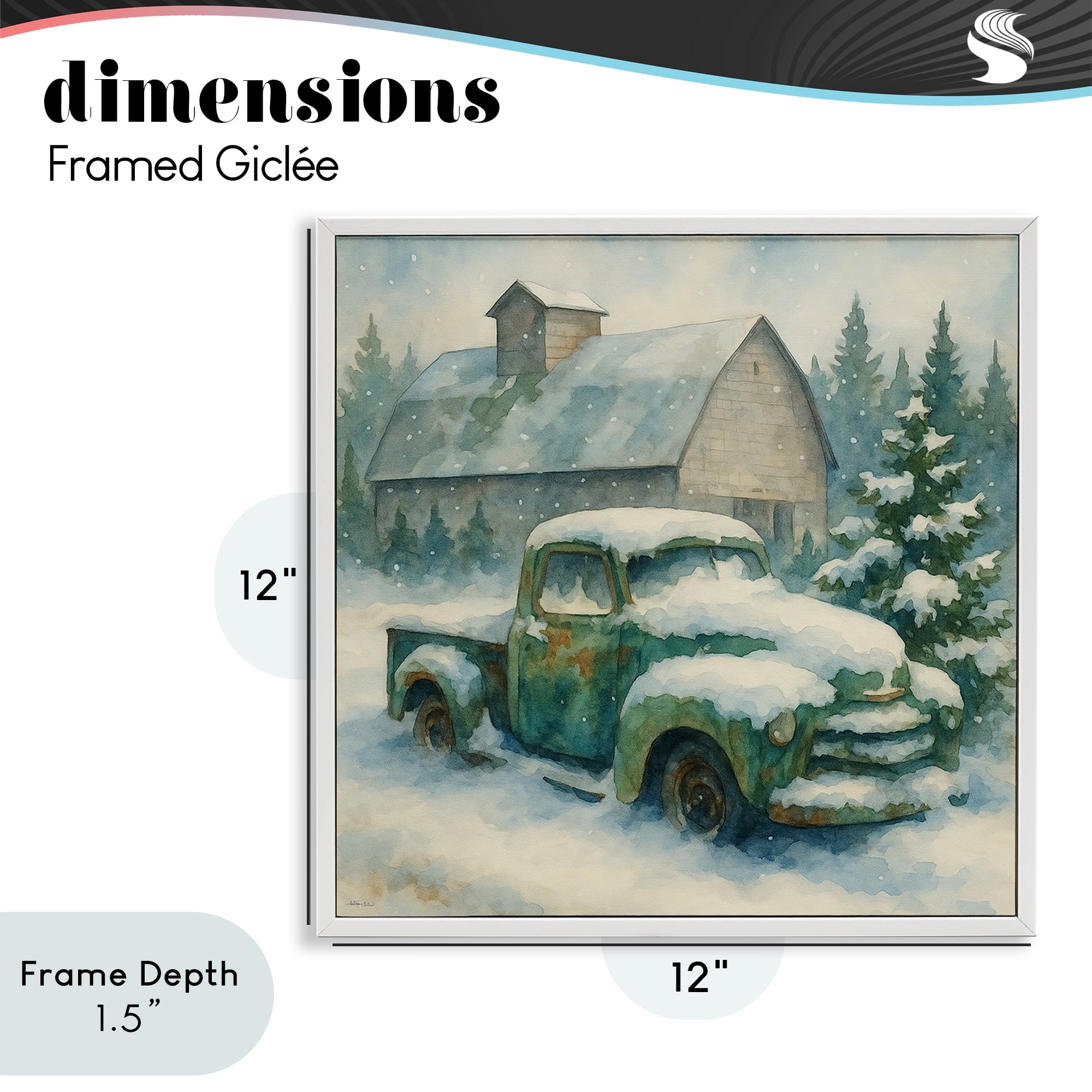 Stupell Industries Nostalgic Winter Farm Truck White Framed Giclee Art, design by Antony Smith