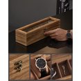 thumbnail image 2 of 6-Slot Watch Box, 4"D x 13.8"W Wood Watch Box Organizer with Glass Lid, Rustic Walnut, 2 of 7