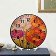 thumbnail image 4 of Yayeee Wall Clock Battery Operated 9.5" Silent Non-Ticking for Living Room, Orange Abstract Floral, 4 of 8