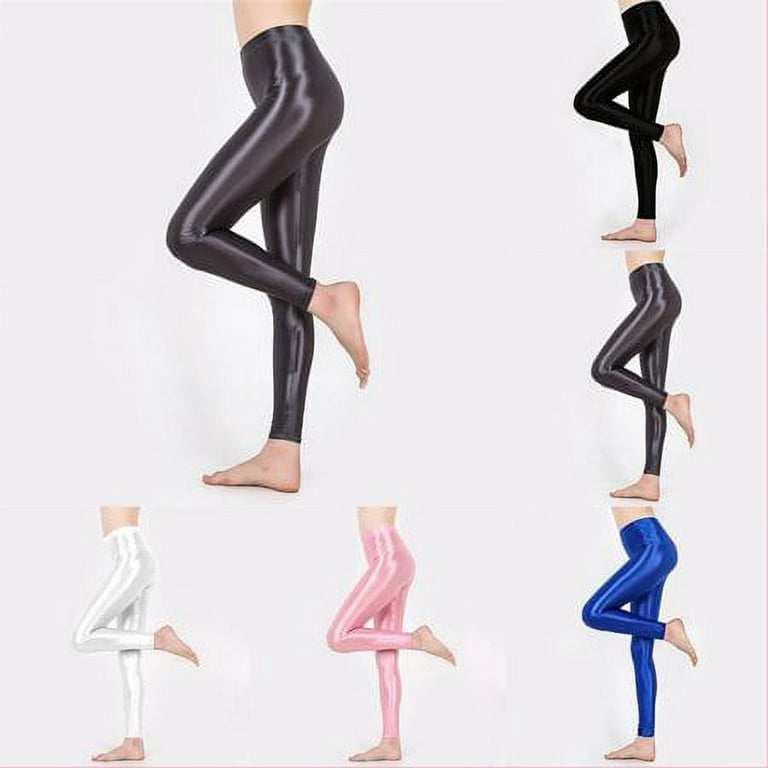 YIWEI Women Shiny High Waist Elastic Slim Pants Yoga Leggings Gym