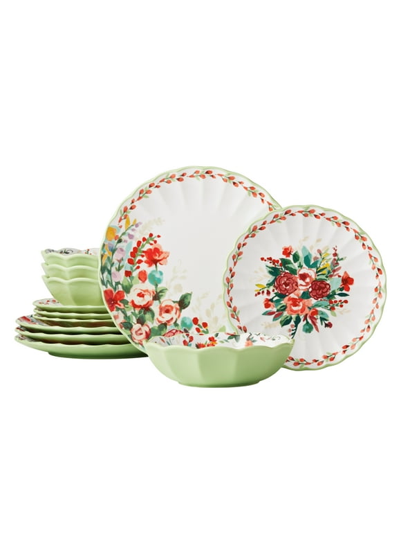 The Pioneer Woman Painted Meadow 12-Piece Ceramic Dinnerware Set