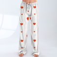thumbnail image 2 of Valentines Women Comfy Casual Pajama Pants Heart Print Soft Lounge Pants Drawstring Jogger Wide Leg Athletic Pants, 2 of 7